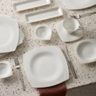 Karaca Fine Pearl Roma Kare 26 Parça 6 Kişilik Fine Pearl Kahvaltı Takımı Beyaz