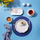 Schafer Swanky Lacivert01 Desenli 32 Parça 6 Kişilik Porselen Kahvaltı Takımı Lacivert