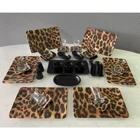 Keramika Siera Leopar Kare Desenli 33 Parça 6 Kişilik Seramik Kahvaltı Takımı Çok Renkli