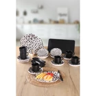 Keramika Black And White Tetra Kare-Yuvarlak Desenli 25 Parça 6 Kişilik Seramik Kahvaltı Takımı Beyaz-Siyah