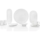 Schafer Weekend Beyaz01 36 Parça 6 Kişilik Porselen Kahvaltı Takımı Beyaz