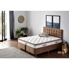 Niron Yatak Latte 180 x 200 cm Ayrılabilen Yataklı Başlıklı Çift Kişilik Sandıklı Baza Seti Kahverengi