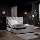 Unimet Leila 160 x 200 cm Ayrılabilen Yataklı Başlıklı Çift Kişilik Sandıklı Baza Seti Gri