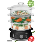 Goldmaster Steamcook 800 W Paslanmaz Çelik 10 lt Hazneli Zamanlayıcılı Buharlı Pişirici Siyah