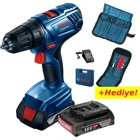 Bosch GSR 180-Li 18 V 2 Ah Kömürsüz Darbeli Çift Akülü Vidalama Makinesi + + 23 Parça Vidalama Ucu