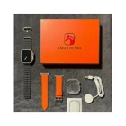 Amax Ultra Watch 8 Ultra Universal Uyumlu 49 mm Deri Kordon Kare Erkek Akıllı Saat Turuncu