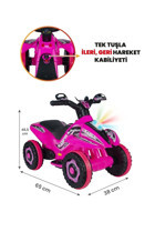 Uj Toys 6 V Üstü Açık Tek Kişilik Akülü ATV Pembe