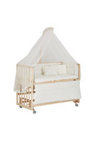 Babycom Ahşap Dikdörtgen Tekerlekli Yataklı Sallanan Anne Yanı Beşik Krem 60x120 cm