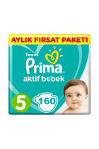 Prima Aktif Bebek 5 Numara Cırtlı Bebek Bezi 160 Adet