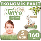 Baby Turco Doğadan 5 Numara Organik Cırtlı Bebek Bezi 160 Adet