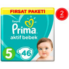 Prima Aktif Bebek 5 Numara Cırtlı Bebek Bezi 2x46 Adet