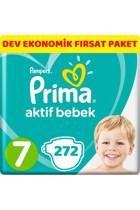 Prima Aktif Bebek 7 Numara Cırtlı Bebek Bezi 272 Adet