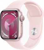 Apple Watch Series 9 Apple Uyumlu WatchOS Su Geçirmez 41 mm Fluoro Elastomer Kauçuk Kordon Kare Unisex Akıllı Saat Pembe