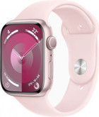 Apple Watch Series 9 Apple Uyumlu WatchOS Su Geçirmez 45 mm Fluoro Elastomer Kauçuk Kordon Kare Unisex Akıllı Saat Pembe