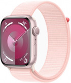 Apple Watch Series 9 Apple Uyumlu WatchOS Su Geçirmez 45 mm Örgü Kordon Kare Unisex Akıllı Saat Pembe