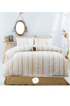 Mira Home Pamuk Polyester Dört Mevsim 160 x 200 cm Çizgili Tek Kişilik Nevresim Takımı Bej