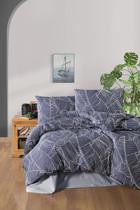 Mulberry Pamuk Polyester Dört Mevsim 160 x 220 cm Desenli Tek Kişilik Nevresim Takımı Gri