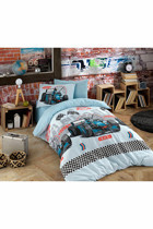 Mira Home Pamuk Polyester Dört Mevsim 160 x 200 cm Çizgi Kahraman Tek Kişilik Nevresim Takımı Mavi