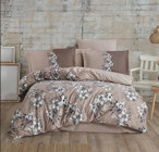 Cotton Box Ranforce Dört Mevsim 200 x 220 cm Çiçekli Çift Kişilik Nevresim Takımı Kahverengi