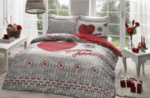 Özdilek Ranforce Kışlık 200 x 220 cm Kalp Çift Kişilik Nevresim Takımı Bej