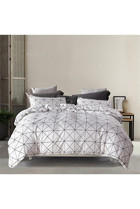 Mulberry Kışlık 200 x 220 cm Çizgili Çift Kişilik Nevresim Takımı Beyaz