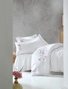 Cotton Box Saten Dört Mevsim 200 x 220 cm 3D Çift Kişilik Nevresim Takımı Beyaz