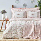 Karaca Home Pamuk Yazlık 200 x 220 cm Çiçekli Çift Kişilik Nevresim Takımı PUdra