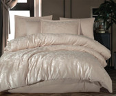 Clasy Pamuk Saten Dört Mevsim 200 x 220 cm Şal Desen Çift Kişilik Nevresim Takımı Krem