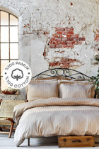 Karaca Home Pamuk Saten Dört Mevsim 200 x 220 cm Düz Çift Kişilik Nevresim Takımı Bej