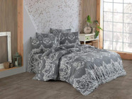 Çeyiz Diyarı Ranforce Dört Mevsim 195 x 220 cm Osmanlı Çift Kişilik Nevresim Takımı Gri