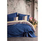 Cotton Box Ranforce Dört Mevsim 200 x 220 cm Etnik Çift Kişilik Nevresim Takımı Lacivert
