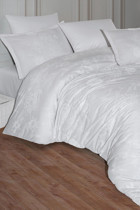 Clasy Ranforce Dört Mevsim 200 x 220 cm Yaprak Çift Kişilik Nevresim Takımı Beyaz