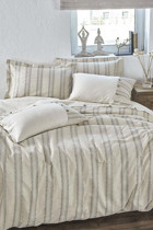 Ecocotton Keten Dört Mevsim 200 x 220 cm Şeritli Çift Kişilik Nevresim Takımı Yeşil