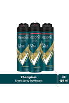 Rexona Üstün Koruma Champions Pudrasız Ter Önleyici Antiperspirant Sprey Erkek Deodorant 3x150 ml