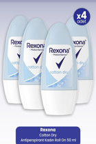 Rexona Cotton Dry Pudrasız Ter Önleyici Antiperspirant Roll-On Kadın Deodorant 4x50 ml