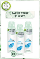 Garnier Mineral Saf & Temiz Pudrasız Ter Önleyici Antiperspirant Sprey Unisex Deodorant 3x150 ml