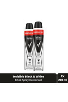 Rexona Men Invisible On Black+White Clothes Pudrasız Ter Önleyici Antiperspirant Sprey Erkek Deodorant 2x200 ml