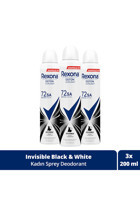 Rexona Üstün Koruma Invisible Pudrasız Ter Önleyici Antiperspirant Sprey Kadın Deodorant 3x200 ml