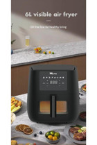 Miline AF6L04 Airfryer 6 lt Tek Hazneli Izgara Yapan Led Ekranlı Yağsız Sıcak Hava Fritözü Siyah