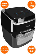 Umie AF12 Airfryer Tek Hazneli Izgara Yapan Led Ekranlı Sıcak Hava Fritözü Siyah