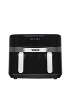 Wiami Airfryer 9 lt İki Hazneli Led Ekranlı Yağsız Sıcak Hava Fritözü Siyah
