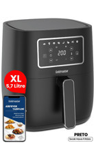 Goldmaster Preto Airfryer 5.7 lt Tek Hazneli Led Ekranlı Yağsız Sıcak Hava Fritözü Siyah