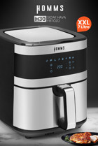 Homms H30 Airfryer 7 lt Tek Hazneli Led Ekranlı Yağsız Sıcak Hava Fritözü İnox