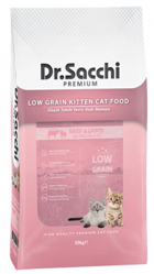 Dr.Sacchi Kuzu Etli Sığır Etli Tahıllı Yavru Kuru Kedi Maması 10 kg