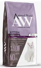 Animal World Balıklı Karidesli Tavuklu Tahıllı Yavru Kuru Kedi Maması 15 kg