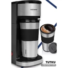 Goldmaster GM7351 Plastik Filtreli Termoslu 0.45 L Hazne Kapasiteli 1 Fincan Mini 750 W İnox Filtre Kahve Makinesi