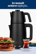 Karaca Glass Tea Xl 2 In 1 Cam Demlikli 1900 W Işıklı Cam Gövdeli Antrasit Çay Makinesi