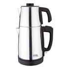 Lorenzo Blacktea Çelik Demlikli 1100 W Işıklı Çelik Gövdeli İnox Retro Çay Makinesi