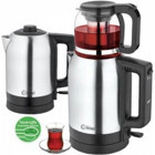 Kiwi Çelik Demlikli 1600 W Işıklı Çelik Gövdeli Gümüş Retro Çay Makinesi