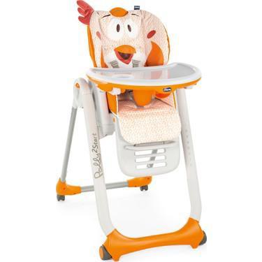 Chicco Polly 2 Start Plastik Emniyet Kemeri Tekerlekli Tepsili Katlanır Mama Sandalyesi Turuncu